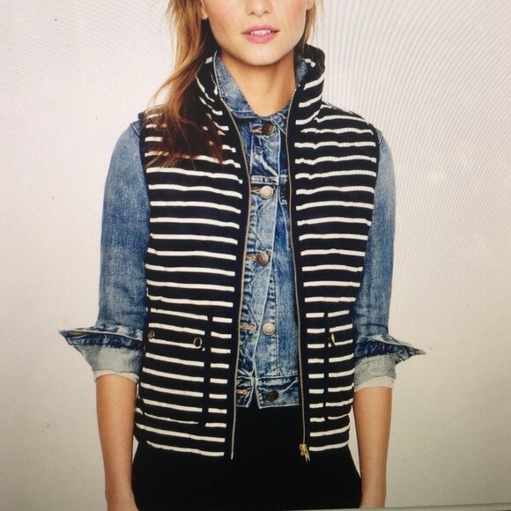 J. Crew Striped Puffer Vest